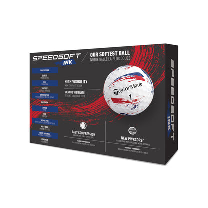 TaylorMade 2026 SpeedSoft Ink Golf Balls 12pk - Blue/Red