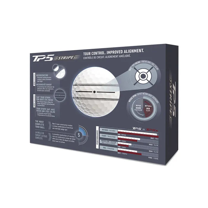 TaylorMade 2026 TP5 Stripe Golf Balls 12pk - White